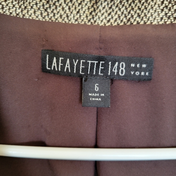 Lafayette 148 New York Linen Blend Career Office Blazer Salt n‎ Pepper Size 6 - Picture 7 of 10